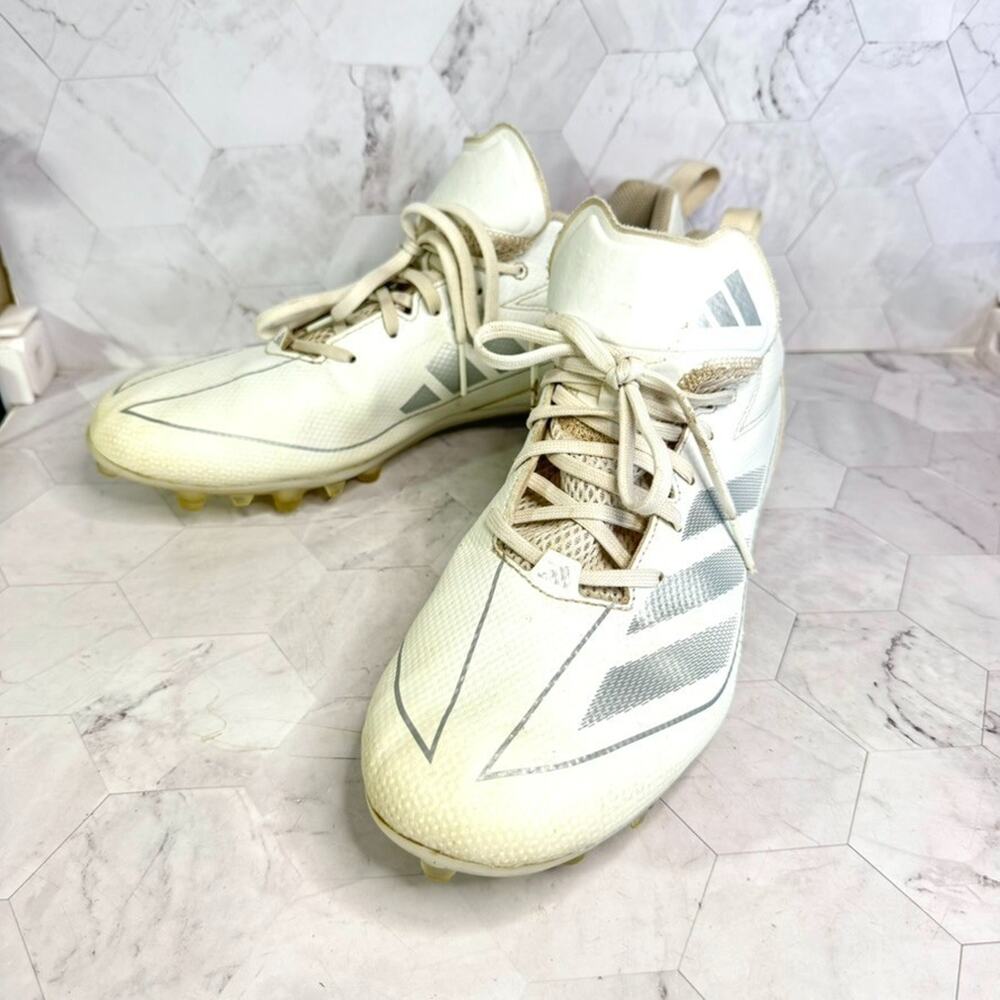 Adidas Adizero Electric White Football Cleats Mens Size 12 Silver Stripes